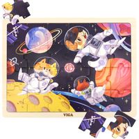 VIGA Drewniane Puzzle Układanka 24 el. Kosmiczna Przygoda