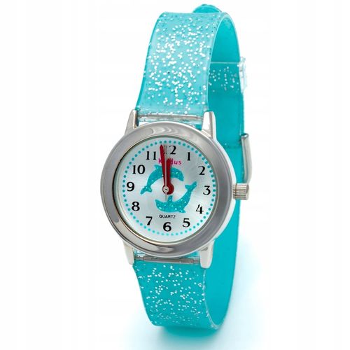 Girls' wrist watch with glitter. Includes exercises for learning the time. na Arena.pl