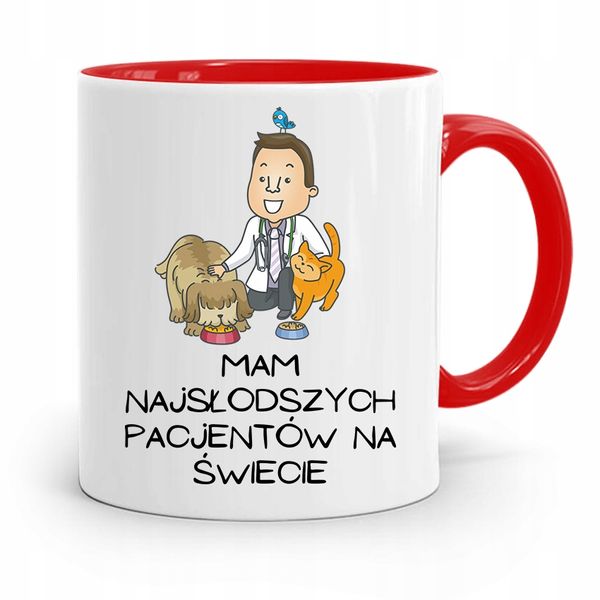 Kubek Czerwony Weterynarza Najsłodsi Na Świecie Z Nadrukiem Ze Zdjęciem zdjęcie 1