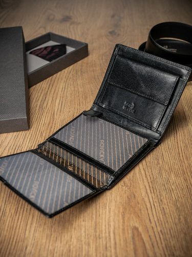 elegancki pionowy portfel męski bez zapięcia ze skóry naturalnej - rovicky na Arena.pl