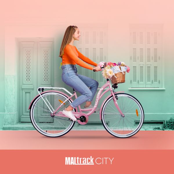 Rower Miejski MalTrack Citybike Dreamer 1-speed Pink 28" + Koszyk Niebieski zdjęcie 16