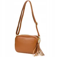 torebka listonoszka z frędzlem skórzana