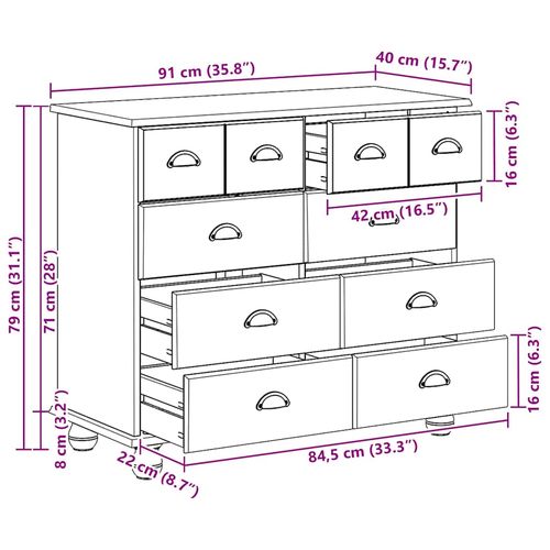 Komoda ASKIM Brązowy 91 x 40 x 79 cm Lite drewno sosnowe na Arena.pl