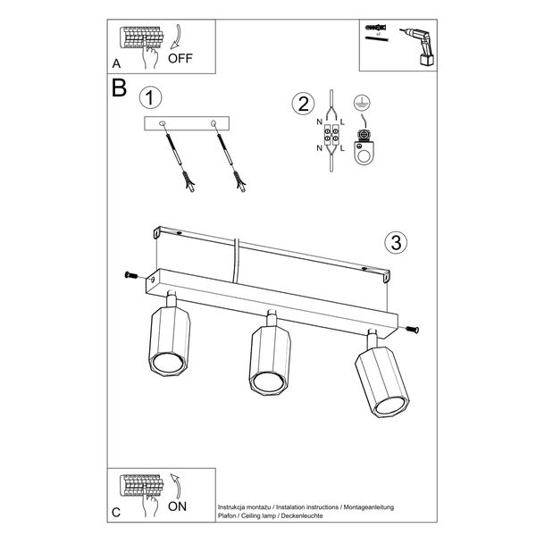 Plafon ZEKE 3 dąb zdjęcie 5