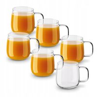 Zestaw SZKLANEK do KAWY Herbaty Szklane z uchem Tadar Resis Kelly 6x520ml