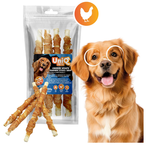 UNIQ PETS przysmaki dla psa paski z kurczaka i skóry wołowej 320g na Arena.pl