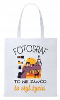 Dla Fotografa Fotografki Torba Eco Biała Shopper Z Nadrukiem Ze Zdjęciem
