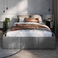 ŁÓŻKO 120x200 TAPICEROWANE Z POJEMNIKIEM + STELAŻ METALOWY PODNOSZONY