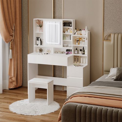 Kosmetiktisch mit Hocker und LED-Spiegel – Glamorous Loft na Arena.pl