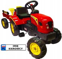 Traktor na pedały z przyczepą + tablica z imieniem