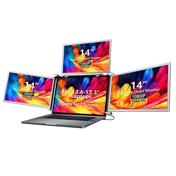 Monitory do laptopa Extralink Triple Screen S680 14" Full HD IPS zdjęcie 6