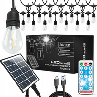 Girlanda Solarna Ogrodowa Zewnętrzna 20m 20x Żarówka LED Lampki Na Pilot