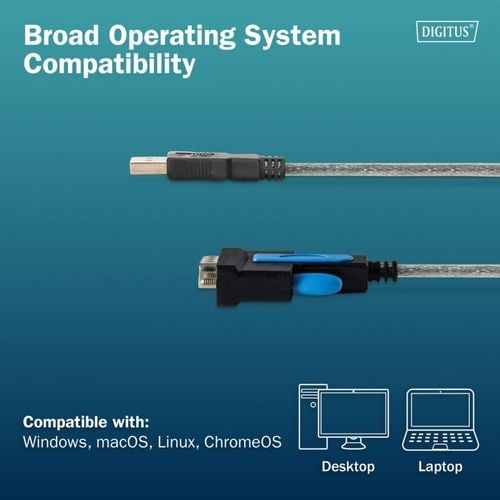 Kabel adapter DIGITUS USB 2.0 do RS232 (DB9), Chipset FTDI (FT232RNL), PVC na Arena.pl