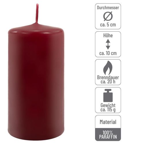 Zestaw świec filarowych, 10 cm, Ø 5 cm, bordowy, 16 szt. na Arena.pl
