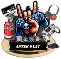 WYDRUK CUKROWY masa OPŁATEK NA TORT GAMER GRACZ KONSOLA PLAY + TEKST