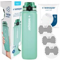 Wessper butelka filtrująca bidon na wodę 1000 ml BPA Free tritan + 3x filtr