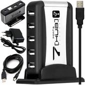 HUB USB AKTYWNY 7 PORTÓW USB ROZDZIELACZ ROZGAŁĘŹNIK 7w1 ŁADOWARKA ZASILACZ