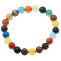 Bransoletka 17,5 cm na gumce - Agat kolorowy kulki 8mm