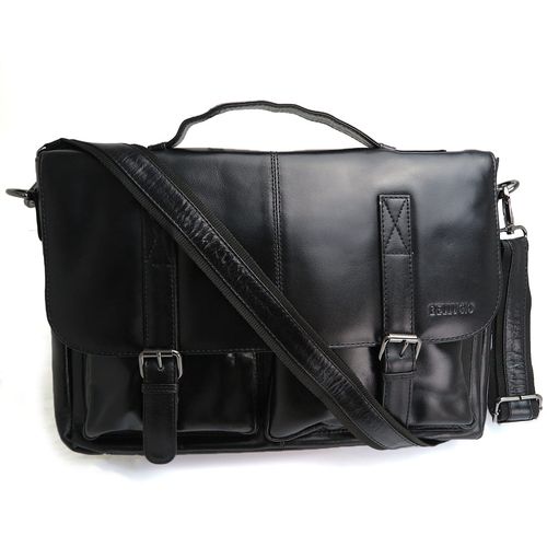 skórzana teczka męska bellugio - czarna na Arena.pl