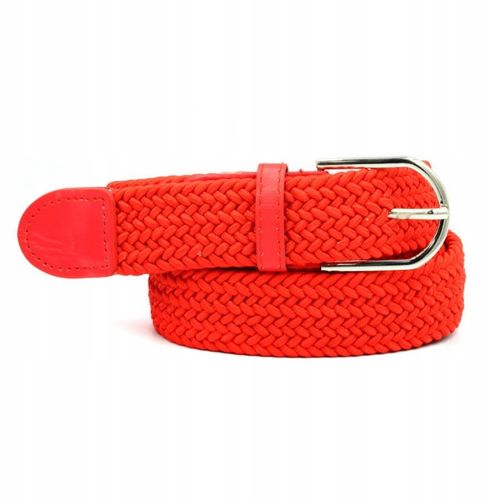Pasek damski pleciony guma 3,2cm czerwony na Arena.pl