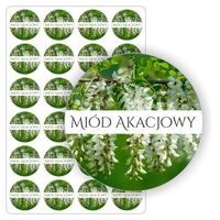 NAKLEJKI nalepki wodoodporne kolorowe MIÓD AKACJOWY słoiki przetwory 24szt.