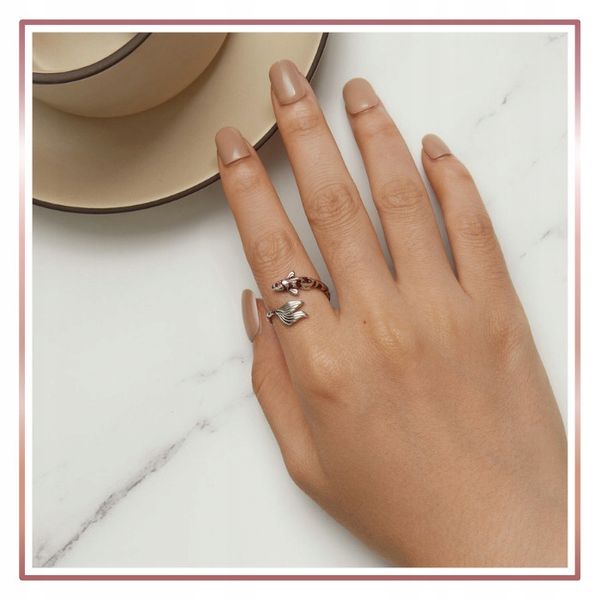 Srebrny Pierścionek Otwarty RYBA KOI S925 zdjęcie 7