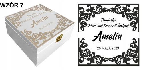 Prezent pudełko komunia białe grawer pamiątka imię Pamiątka Komunijna na Arena.pl