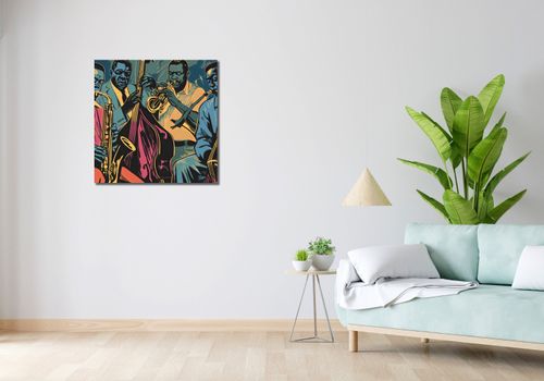 Obraz 70x70cm Jazzmani w Gazie na Arena.pl