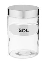Pojemnik spożywczy słoik szklany OZZY napis SÓL 1250 ml przezroczysty
