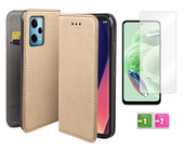 Etui z klapką do XIAOMI REDMI NOTE 12 5G obudowa case złoty +szkło na ekran