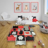 Mata Piankowa Edukacyjna Puzzle Dla Dzieci 114X114 Gruba Czerwona