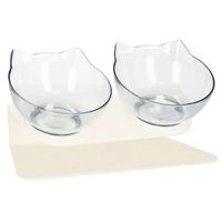 Podwójna miska dla psa i kota z podstawką antypoślizgowa przeźroczyste