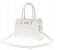 Laura Biaggi torebka shopper skóra naturalna biały groszek mat TS66-6677