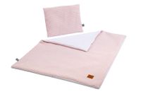 Koc z poduszką różowy waffle soft