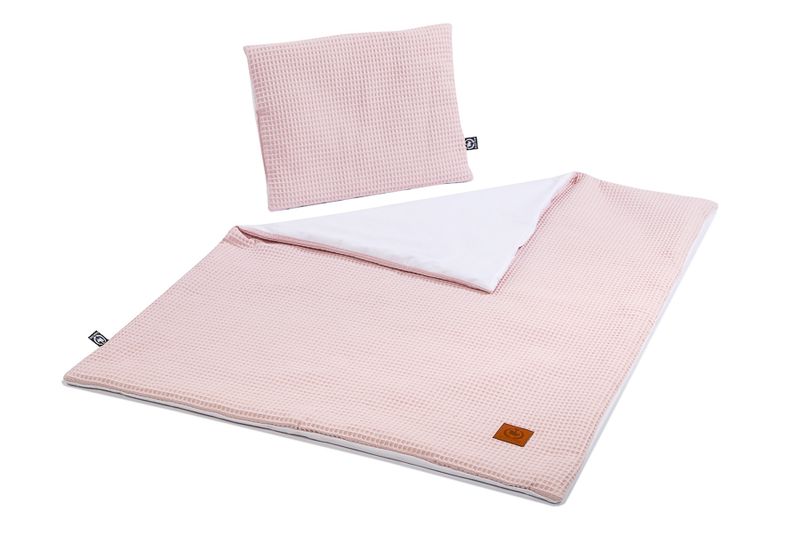 Koc z poduszką różowy waffle soft zdjęcie 1