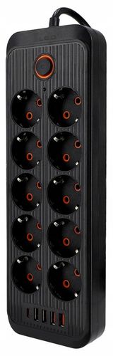 Przedłużacz Listwa Zasilająca Sieciowa 3M 10 Gniazd + 5X USB Ładowarka na Arena.pl