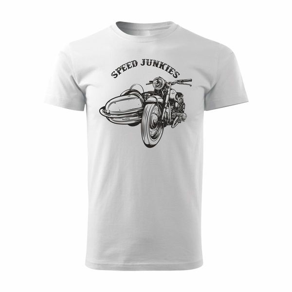 Koszulka stary motocykl klasyk Speed Junkies męska biała REGULAR XL zdjęcie 1