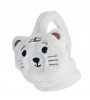 Mięciutkie pluszowe nauszniki Miś z wąsami biały