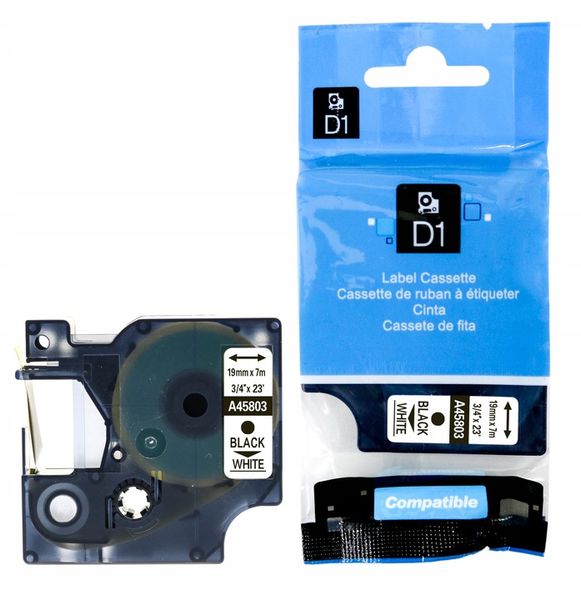 TAŚMA DO DYMO 45803 19mm 7m BIAŁA D1 LabelManager zdjęcie 1