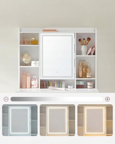 Toaletka lustro LED oświetlenie regulowana biała nowoczesna na Arena.pl