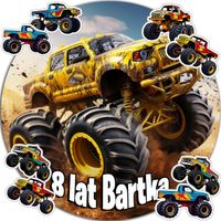 OPŁATEK NA TORT 20CM - MONSTER TRUCK DEKORACJA URODZINOWA + IMIĘ 15CM 18CM