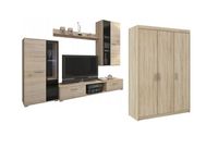 Meblościanka + Szafa trzydrzwiowa do salonu i pokoju dziennego Dąb Sonoma
