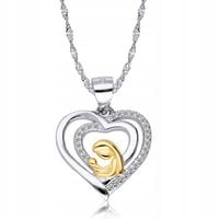 Srebrny Łańcuszek 925 Medalik Serce Komunia Chrzest Święcenie