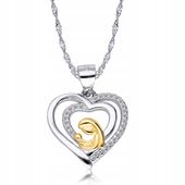 Srebrny Łańcuszek 925 Medalik Serce Komunia Chrzest Święcenie