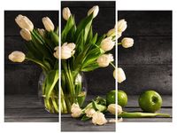 OBRAZ BUKIET JASNYCH TULIPANÓW KWIATY