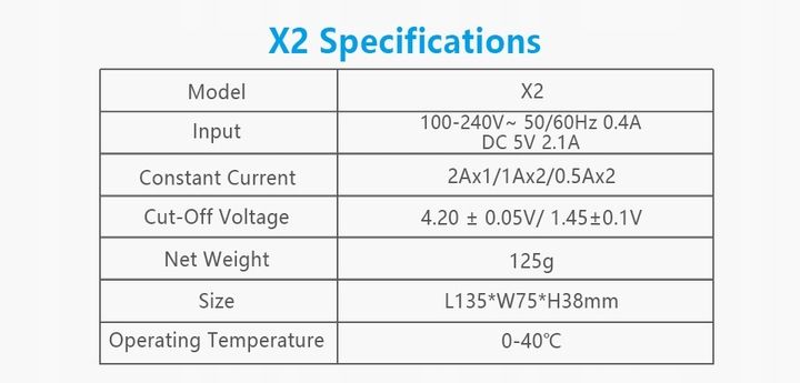 Ładowarka XTAR X2 NEW 18650/26650 Li-ION NI-MH 2A zdjęcie 6