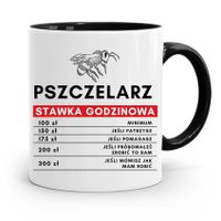 Kubek Czarny Dla Pszczelarza Stawka Godzinowa Z Nadrukiem Ze Zdjęciem