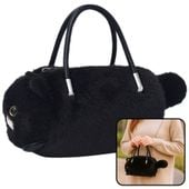 DLA DZIECI KOCIA TOREBKA PLUSZOWA Z CZARNYM ŁAŃCUSZKIEM