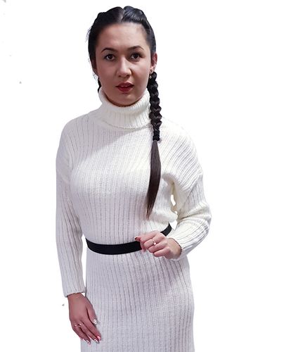 sweter długi z golfem biały na Arena.pl