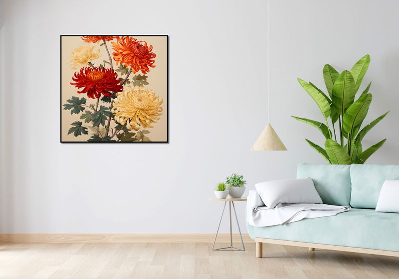 Plakat 90x90cm Tańczące Chryzantemy zdjęcie 4